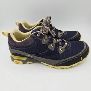 Ahnu Sugarpine Waterproof Hiking Trail Shoes Women's 8.5 Navy Yellow Vibram